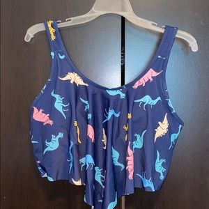 Navy dinosaur tankini suit
